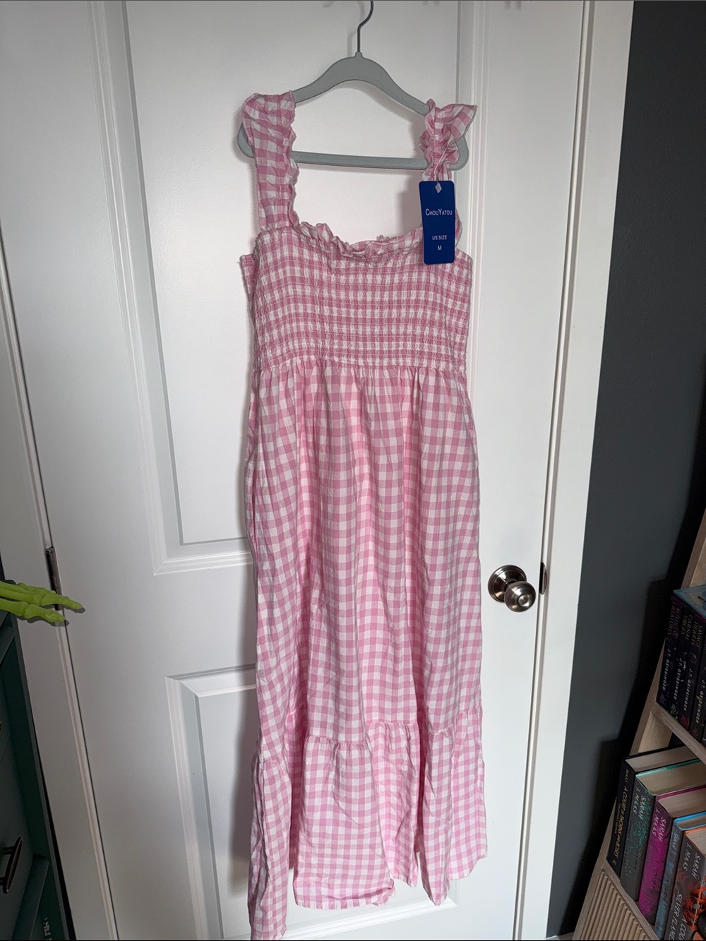 Pink Gingham Smocked Maxi Dress
